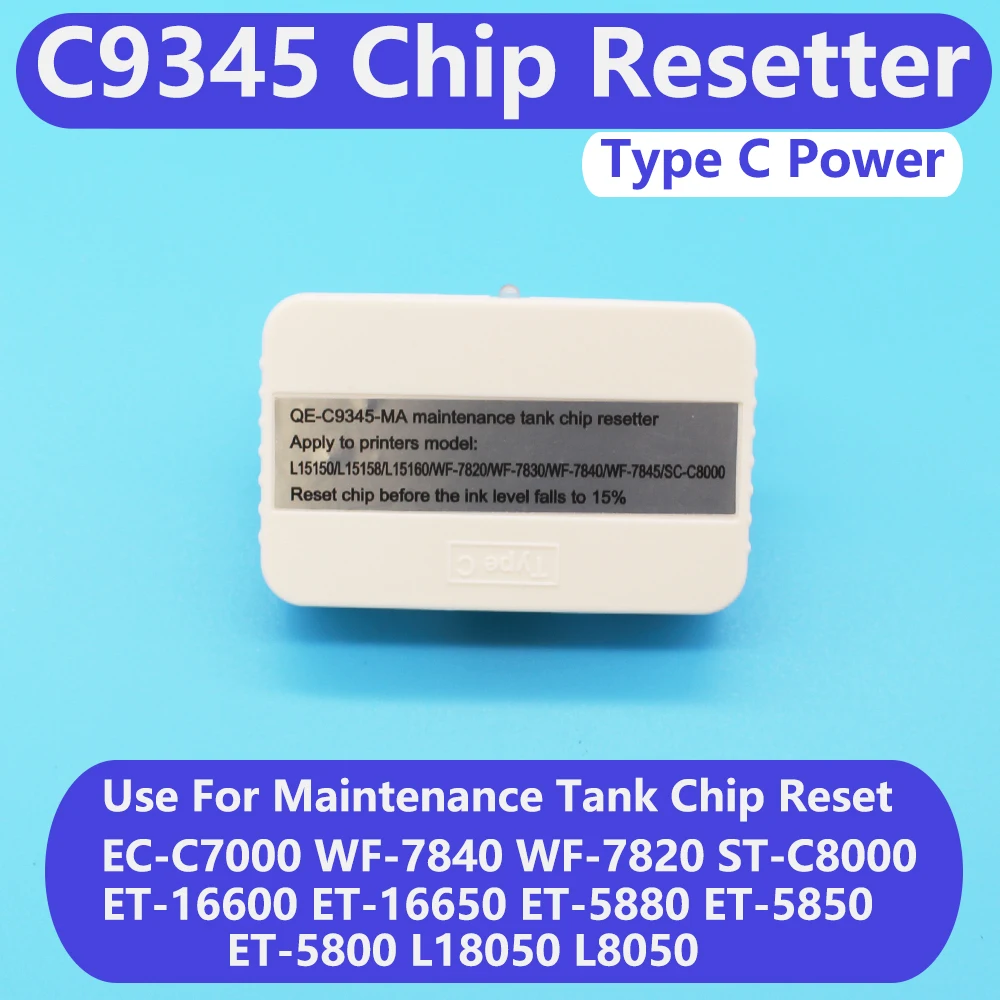 Maintenance Resetter Chip C9345 Tank For Epson L18050 L8050 L15150 L15160 L15158 L6578 WF-7820 7830 7840 4830 4820 3820 ET-16150