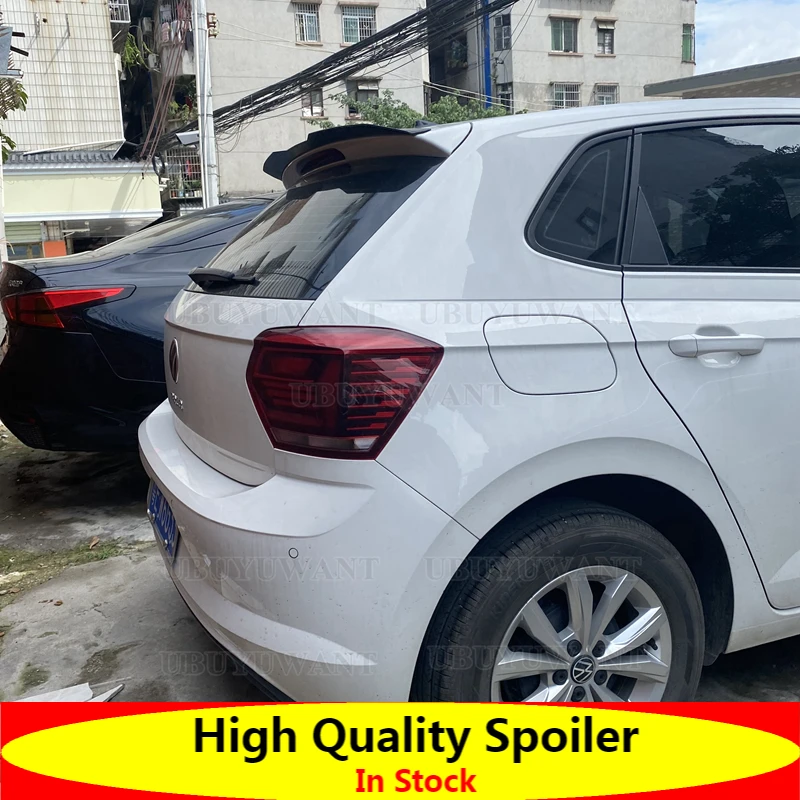 

Для Volkswagen Новинка Polo Plus 2019 2020 2021 2022 ABS пластик Окрашенный черный цвет Внешний Автомобильный задний хвост крыло багажника губа спойлер