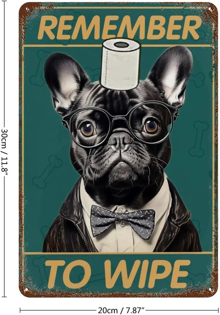 Металлический жестяной ретро-плакат с французским бульдогом таблички надписями