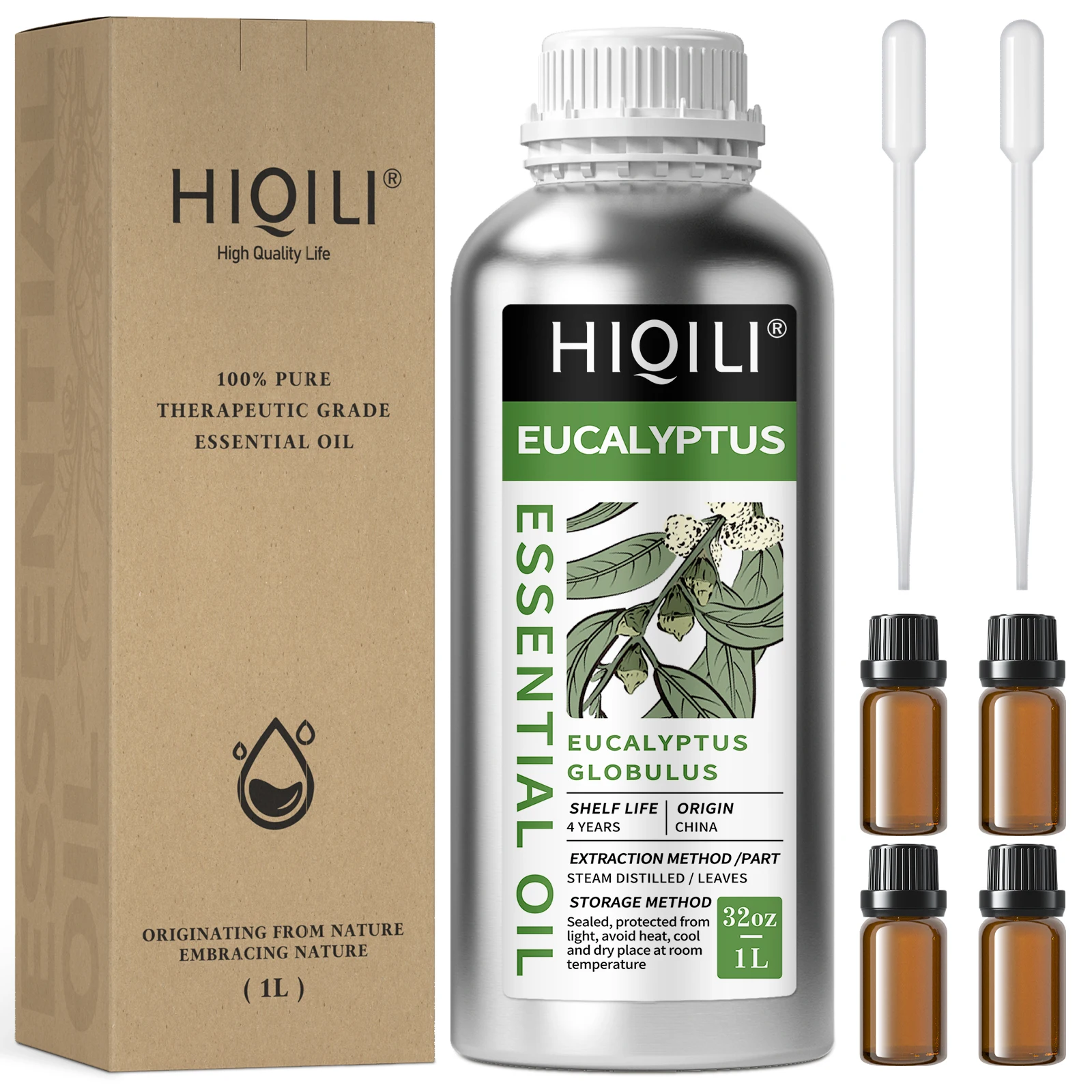 HIQILI 1000 ML Eucalyptus Essential Oils, 100% Pure Nature for Aromatherapy Used for Diffuser, Humidifier, Massage, Prevent Cold