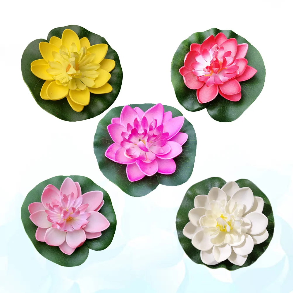 

Floating Lily Flower Lotus Water Artificial Pads Flowers Pond Aquarium Pool Decor Outdoor Fake Ponds Faux Lifelike Garden Tank