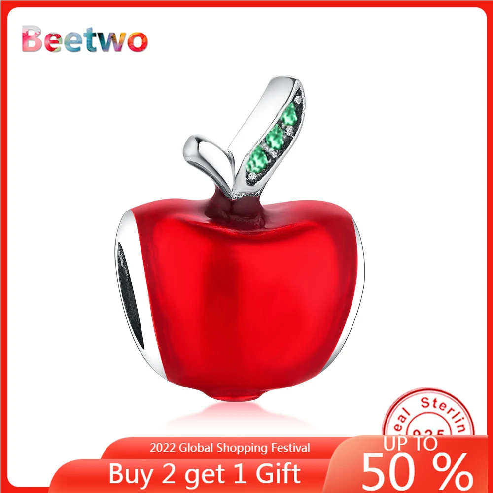 

Fit Original Pandora Bracelet 925 Silver Charms Christmas red apple Charm Beads Pendant For Jewellery Making Women Berloque