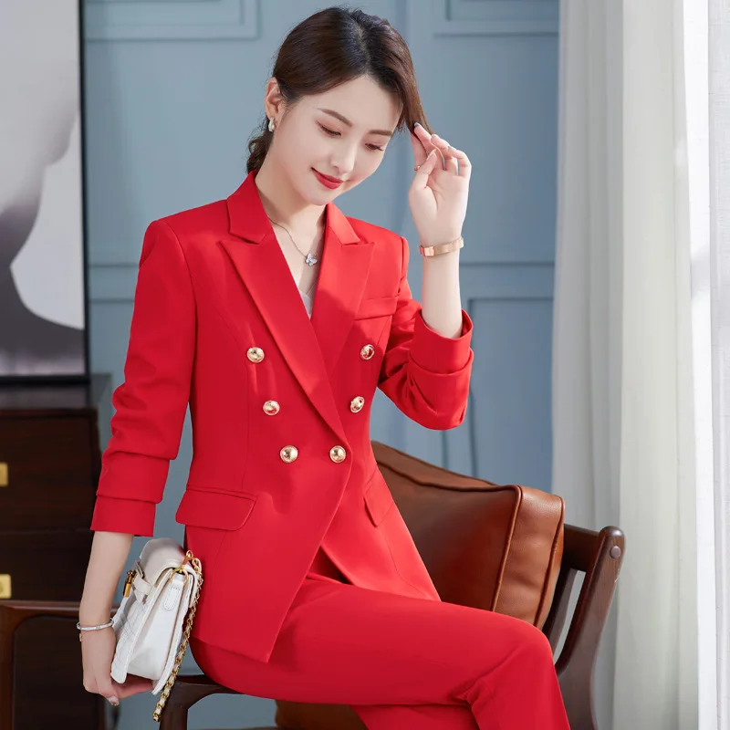IZICFLY Spring Autumn Style White New Suit For Women Blazer With Pants Business Slim Office 2 Piece Sets Outfits Work Wear