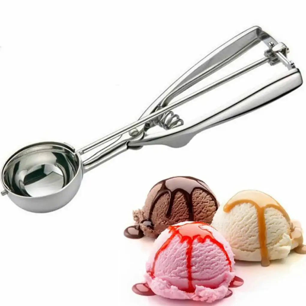 

3 Size Ice Cream Scoop Trigger Metal Cookie Spoon Melon Baller Stainless Steel Dough Spoon Scooper
