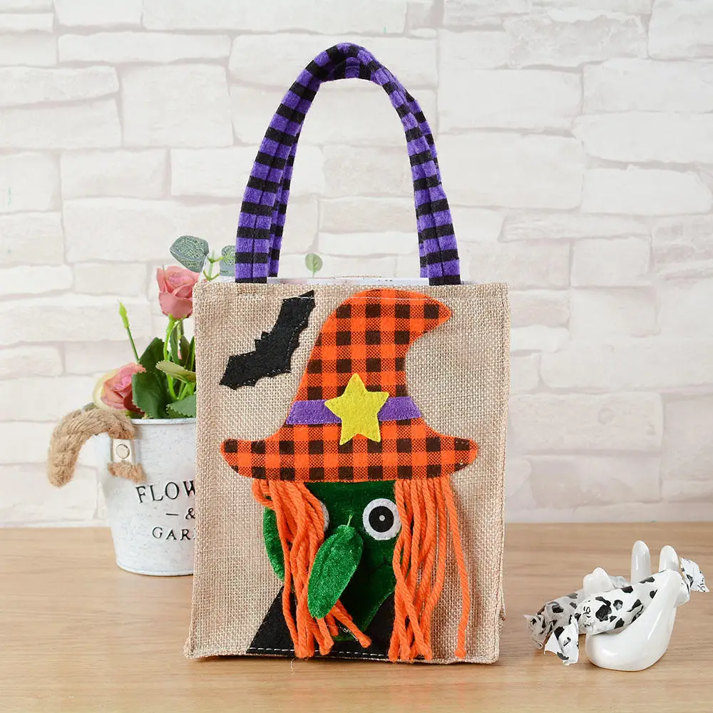 Halloween Cartoon Candy Bag Non-Woven Skull Pumpkin Print Tote Bag Holiday Party Dress Up Gift Bag Children's Snack Storage