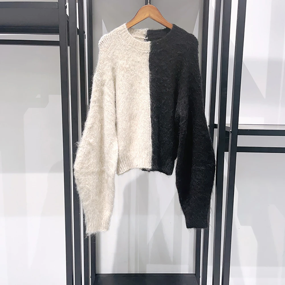 Женский пуловер из смесовой шерсти Y2k винтажный вязаный топ мохера с