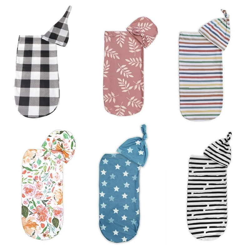 

Infant Newborn Nursery Sleepsack Breathable Stretchy Receiving Sleepwear Shower Gifts Baby Sleeping Bag Hat