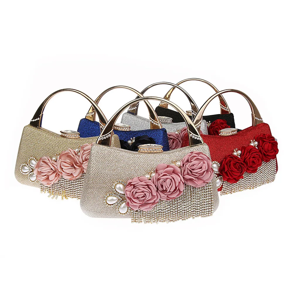 New fashion handbag Luxury handbag Rhinestone tassel bag Delicate flower bag elegant handbag dinner bag