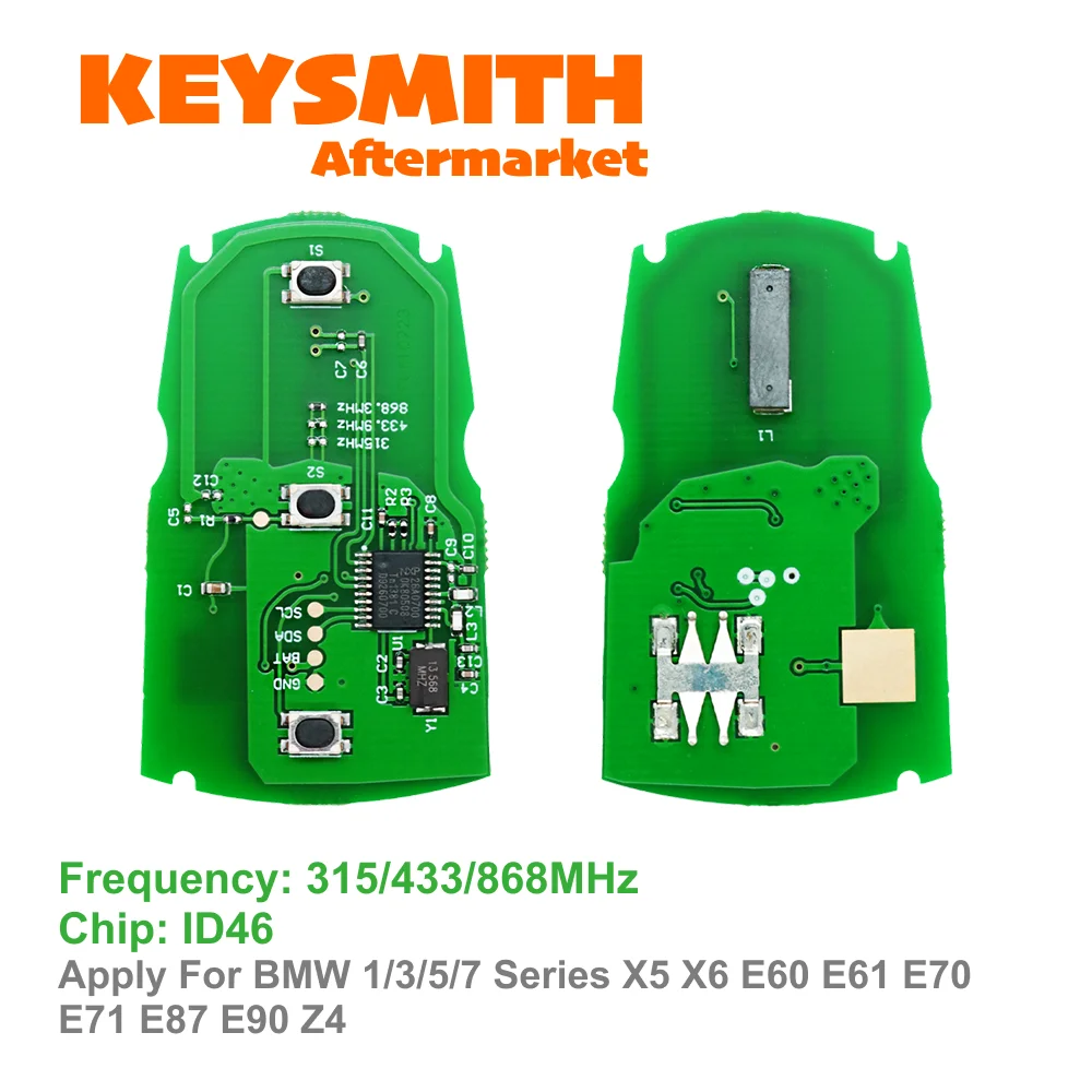 Фото Умный автомобильный ключ-пульт KEYSMITH (315/433/868 МГц, чип ID46) для BMW CAS3 серий 1/3/5/7, X5, X6, E60/61/70/71/87/90, Z4, KR55WK491 №4
