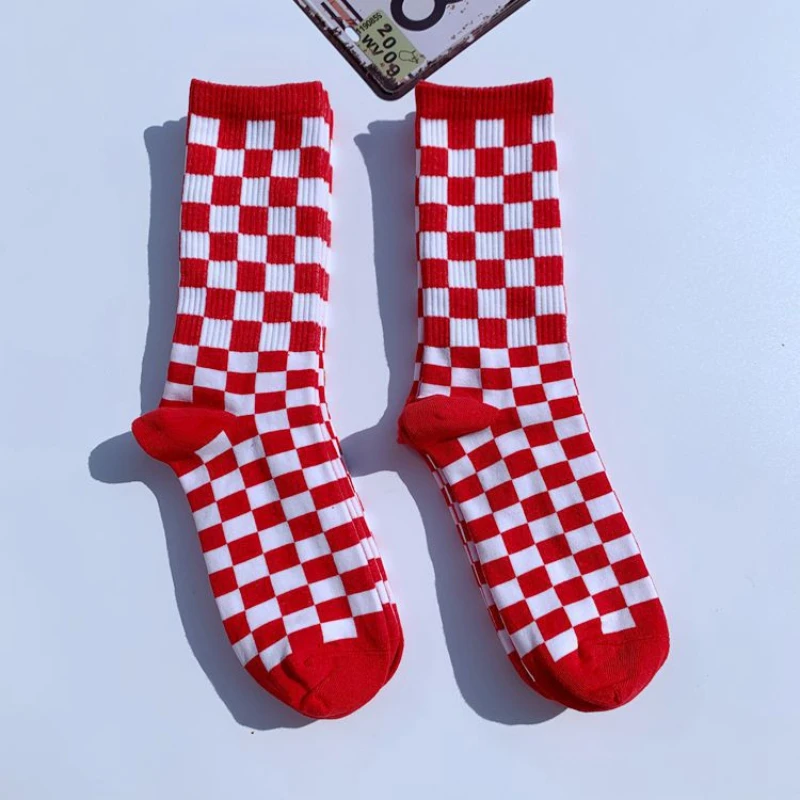 Socks for Men and Women Autumn and Winter New Checkered Socks Street Tide Socks College Wind Sports Casual Socks harajuku