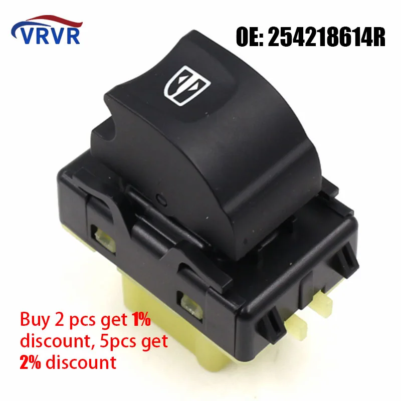 

254218614R New Passenger Side Power Window Single Switch For Renault Clio IV