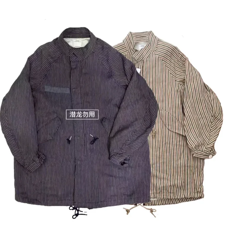 Vux WMV 20SS SIX-FIVE FISHTAIL SANTOME M65 wiatrówka w paski ze starożytnej tkaniny