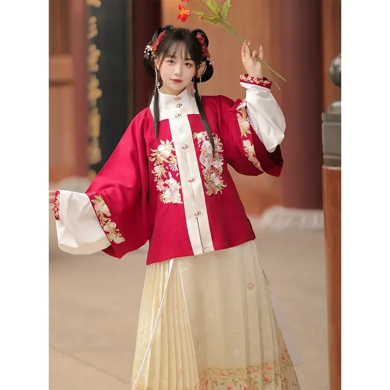 Комплект платья ханьфу в китайском стиле с квадратным вырезом элегантный пиджак