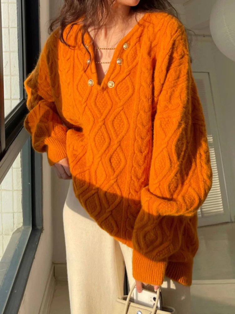 

Women Oversized Sweater Pullover 2022 Autumn Winter New Korean Fashionn Casual Loose Long-sleeved Knitted Tops Jumper Pull Femme