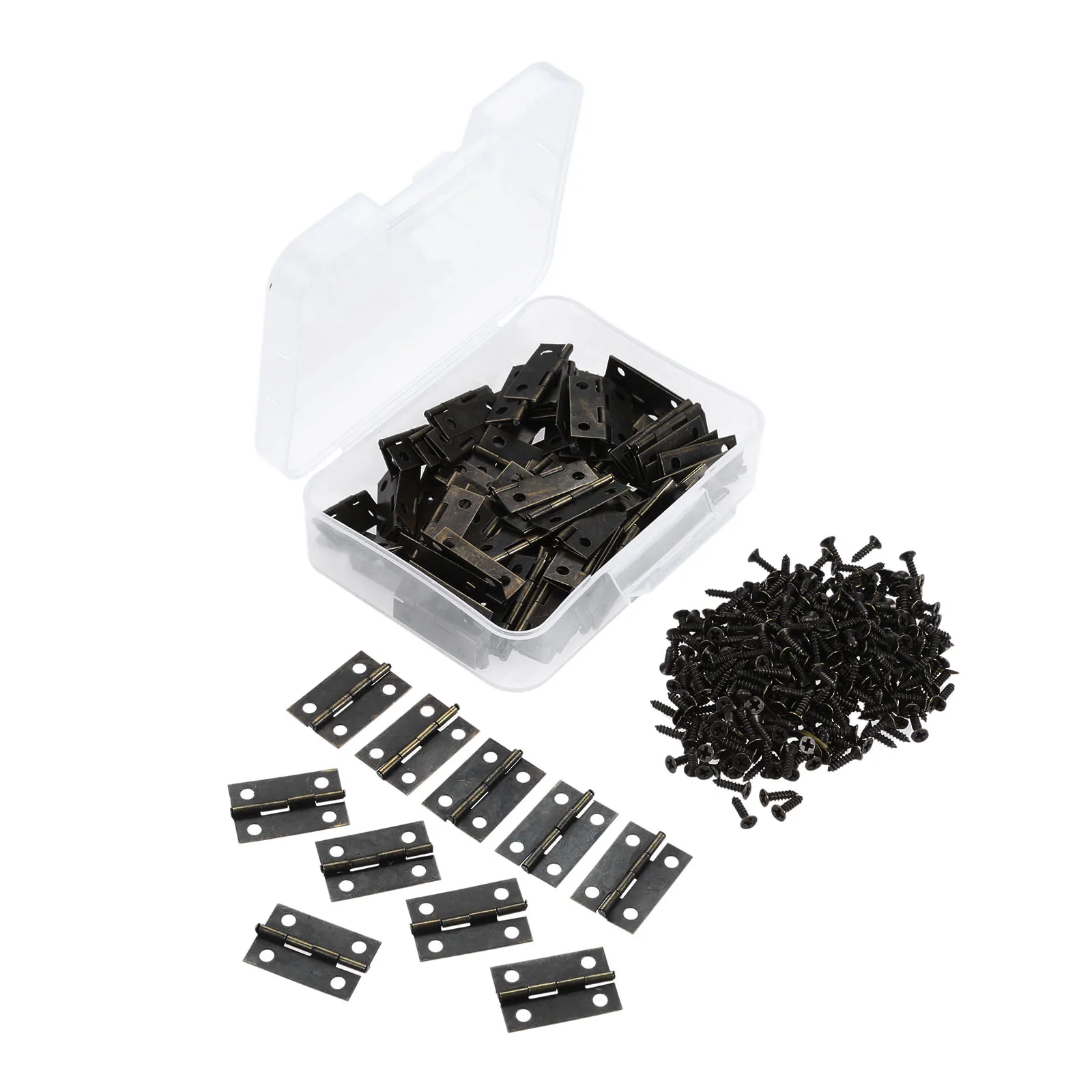 100 шт./1 коробка железные петли с винтами античный бронзовый/золотистый винтажный Декор 4 отверстия оборудование деревянная коробка ювелирный шкаф 24*16 мм