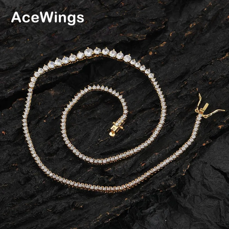 

Three-Claw Gradient Size Zircon Tennis Necklace New Ins Trendy Unique Chain Hip Hop Style Twin Couple