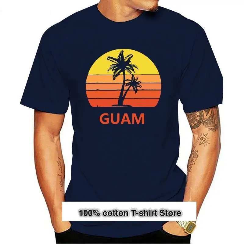 

Camiseta Vintage de Guam Sunset para hombre, camisa de manga corta con cuello redondo, grande y alto