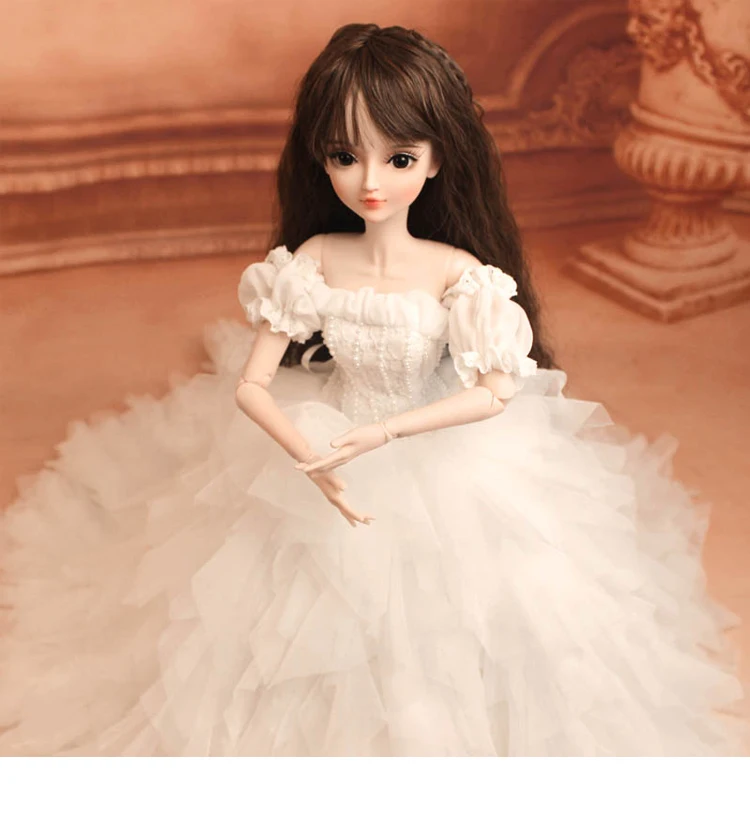 60 см Bjd Кукольное платье أرخخغغغغغغ белое кружевное свадебное 1/3 1/4 Одежда для