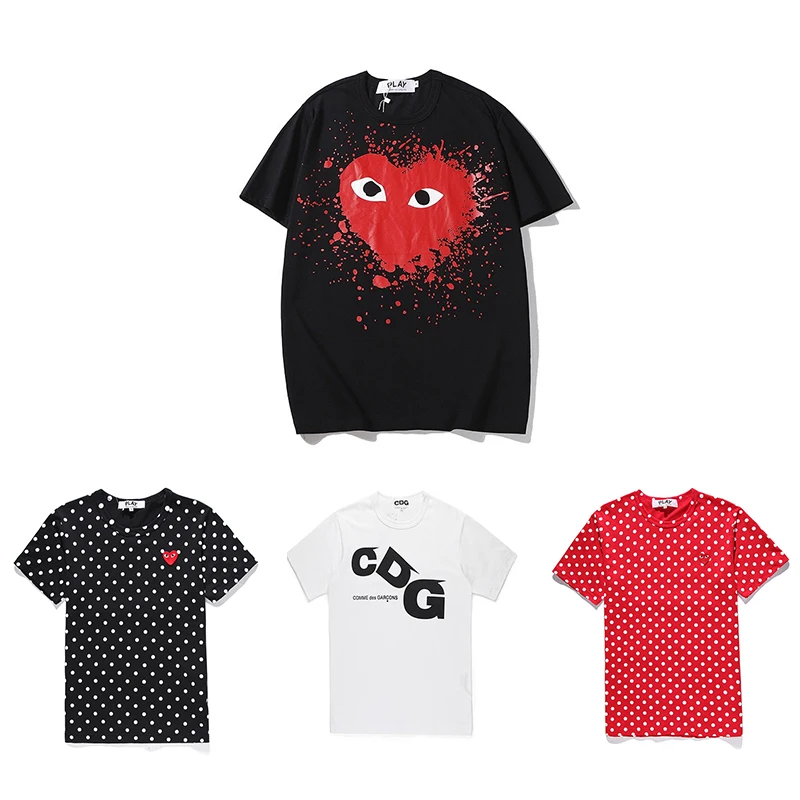 

New Fashion CDG PLAY T-shirt men's and women's pure cotton O-neck love big eyes print casual couple summer trend T-shirt 2023