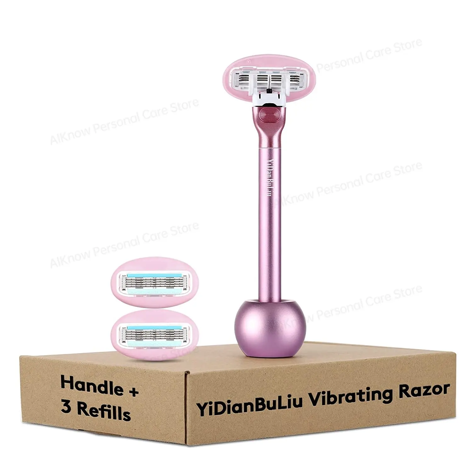 

Razors Shaving Anti-Slip Advanced Metal Handle Adjustable 30° Razor Comes with1 Handle 3 Razor Blade Refills 1 Razor Stand(Pink)