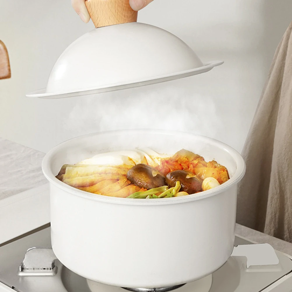 

Ceramic Soup Pot White Round Nordic Style Large-capacity With Lid Non-stick Cooking Utensils Household Kitchen Supplie Tableware