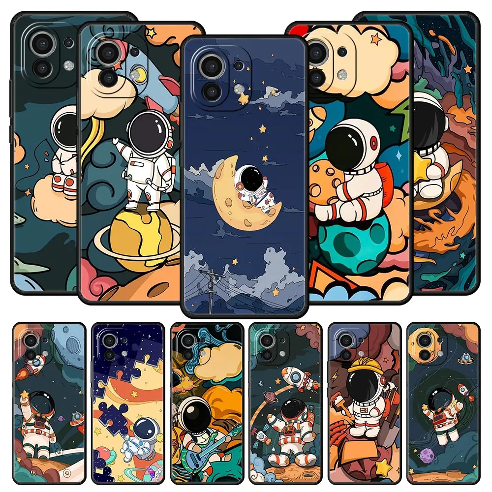 

Space Astronaut Cartoon Case For Xiaomi 12 10T 10 Lite 11 Ultra 11T 9T Mi Poco X3 NFC M3 M4 F4 X4 Pro 5G F3 GT Phone Cover Shell