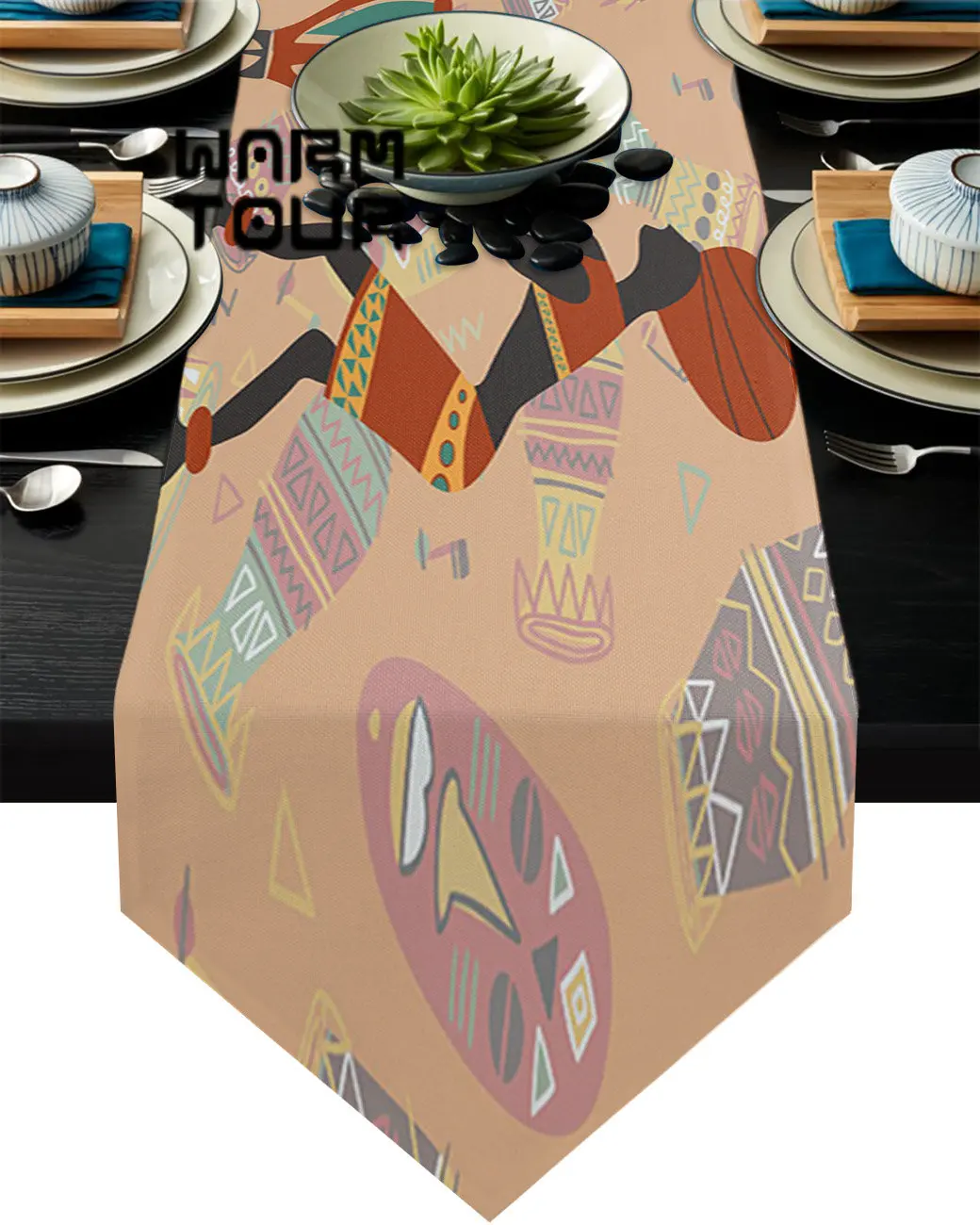 

Африканская Женская этническая настольная дорожка, кухонный обеденный стол, Декор, свадебный стол, столовые приборы и салфетки