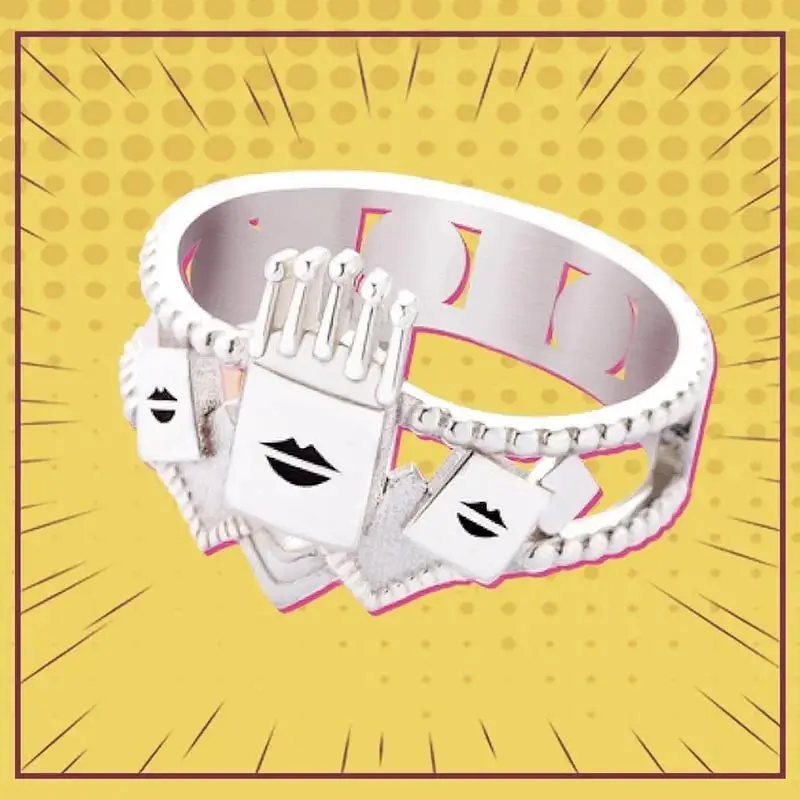 

JoJos Bizarre Adventure Hermes Costello Theme Open Ring for Men Women Silver Color Impression Metal Rings Anime Fans Cos Jewelry