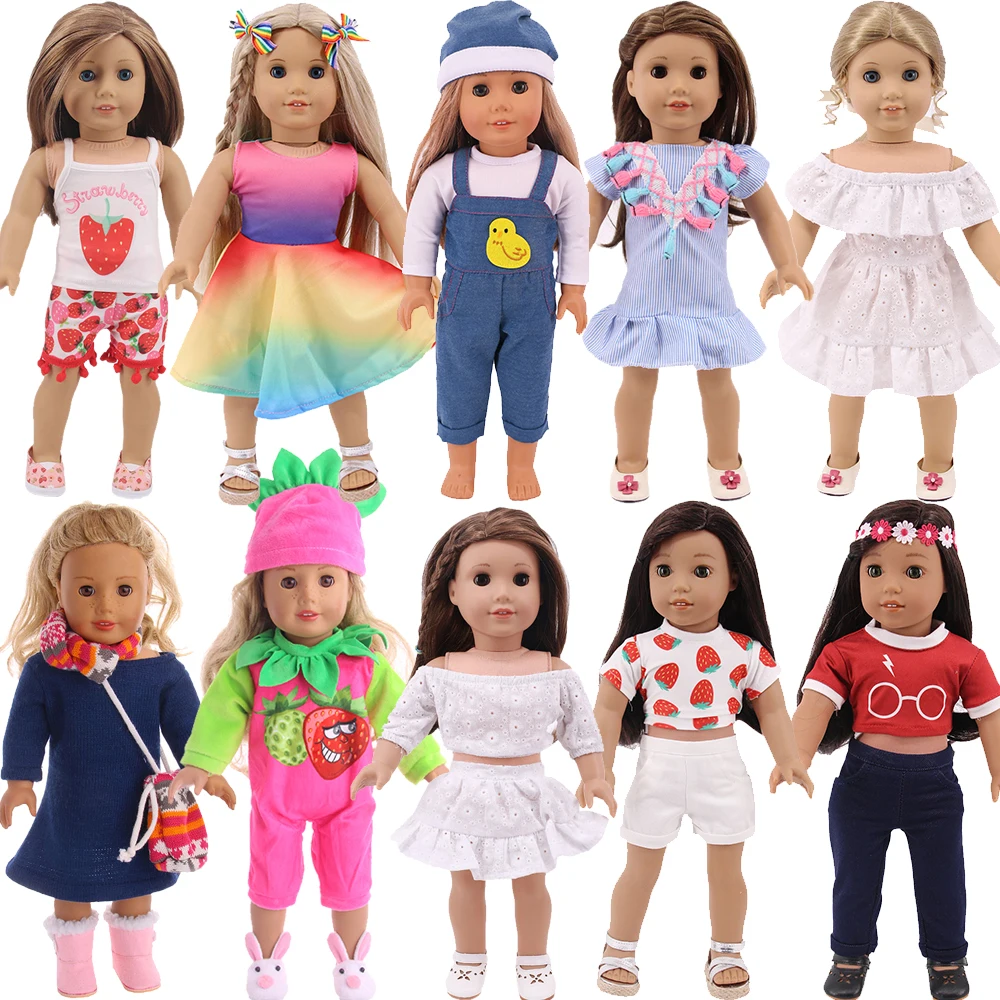 

Doll Clothes Casual Wear Short Sleeve Denim Pants Gentle Style Skirt Fit 18Inch American Girl,43Cm Born Baby Doll,Our Generation