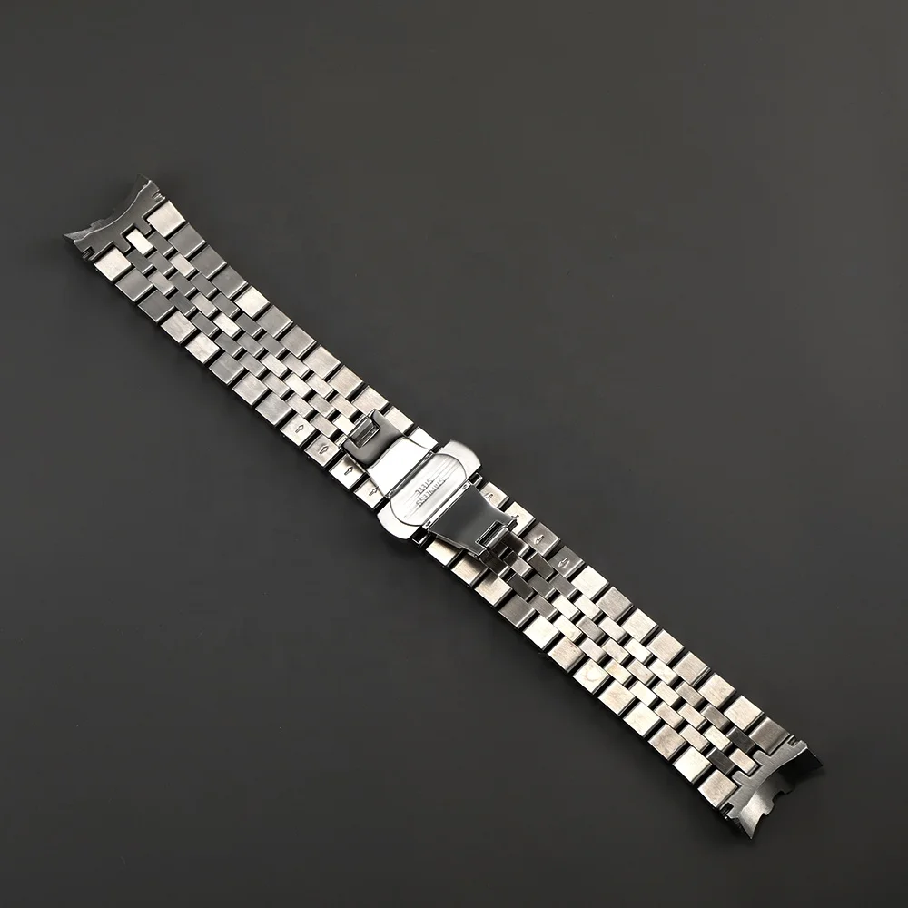 22MM Silver Stainless Steel Solid Curved End Jubilee Watch Band Strap Bracelet Fit For Seiko007 watch