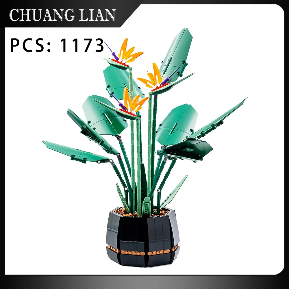 

FIT 10289 Flower Bird of Paradise Bouquet Perpetual Creators Building Block Bricks Model Home Decoration Plant Potted Gift Kid