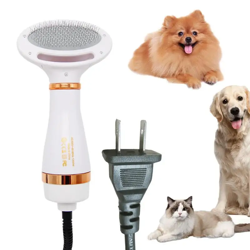 

Pet Hair Dryer 2 in 1 Pet Grooming Dryer with Slicker Brush 3 Adjustable Pet Grooming Blowing Dryer for Small & Large Cat Dog