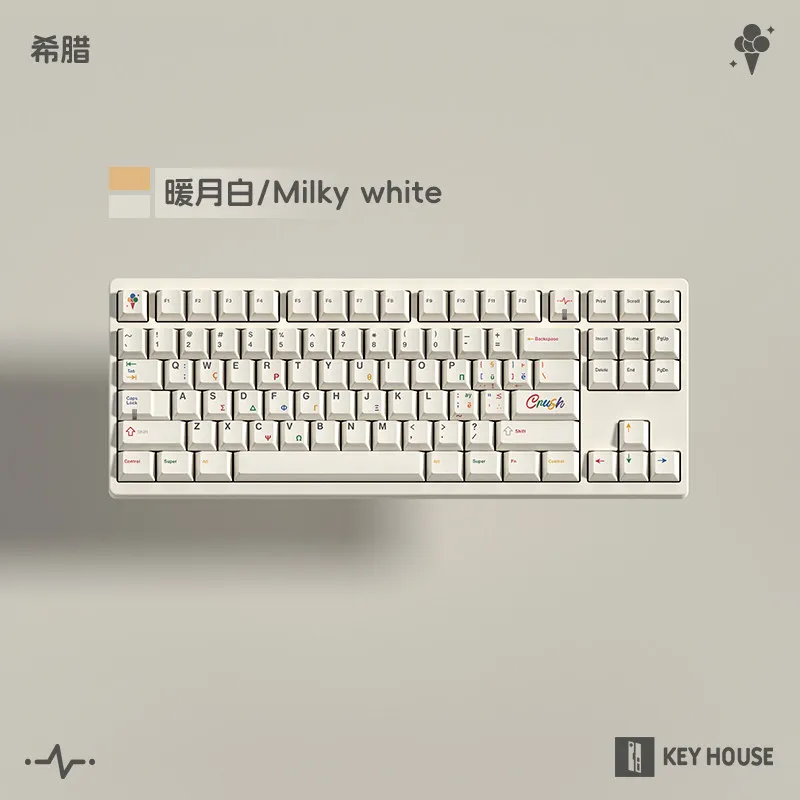 Фото Механические кейкапы Key House Crush Theme, толщина 1,7 мм, PBT, сублимационная печать, профиль Cherry, греческие, корейские, японские клавиши №1