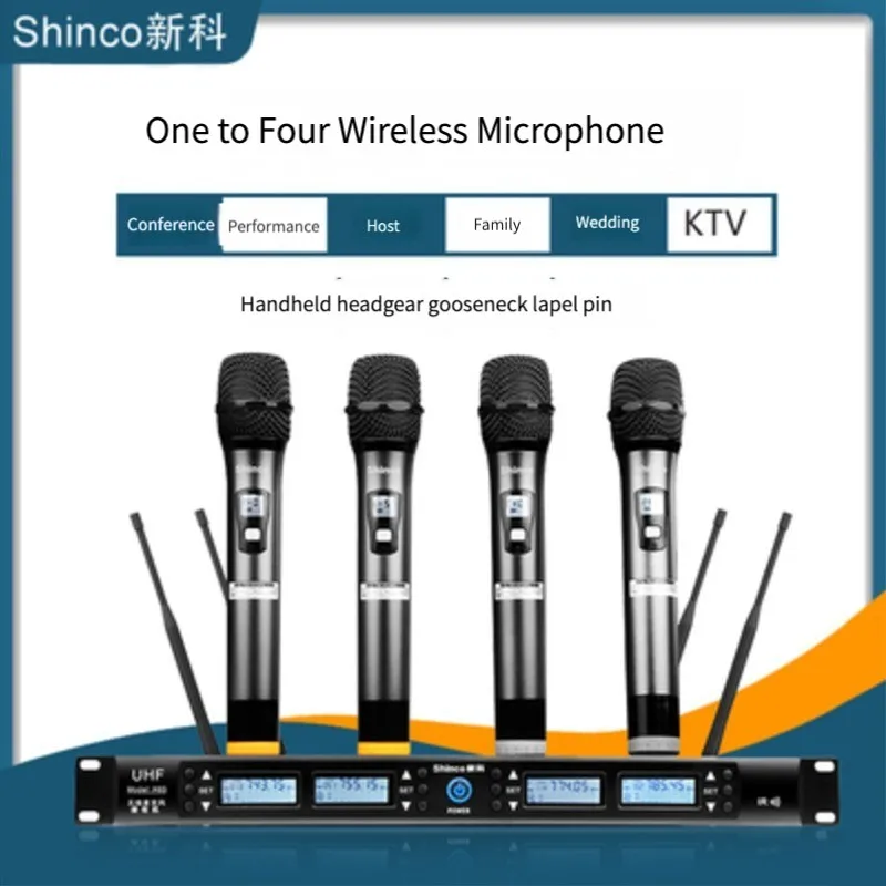 

Беспроводной микрофон Shinco H85, профессиональный микрофон для профессиональной сценической стойки, четыре секции U, гарнитура с гусиной шеей, ...