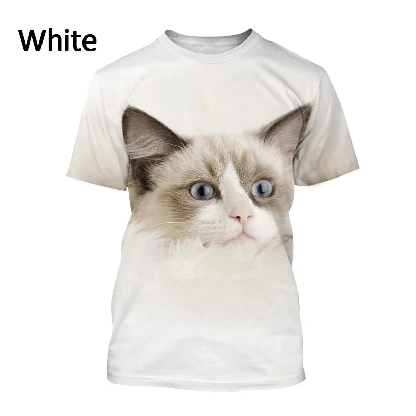 

2022 New Animal Ragdoll Cat 3D T Shirts Unisex Personality Casual Short Sleeve Fun Kitten Printed T-shirt