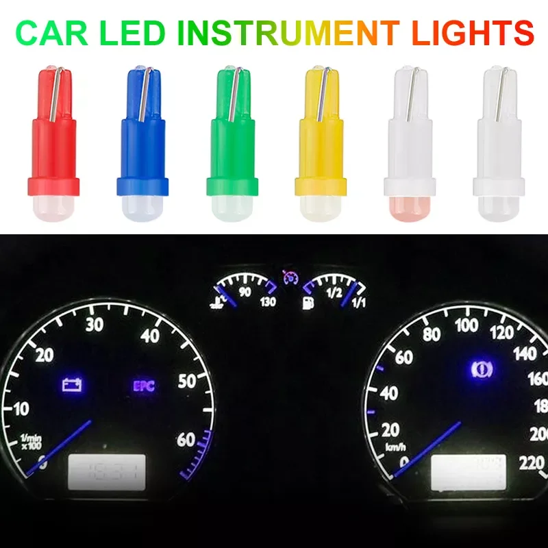 

T5 Dashboard Bulbs LED Light W1.2W W3W Car Interior Lights DC 12V Auto Side Wedge Dashboard Gauge Instrument Lamp Bulb