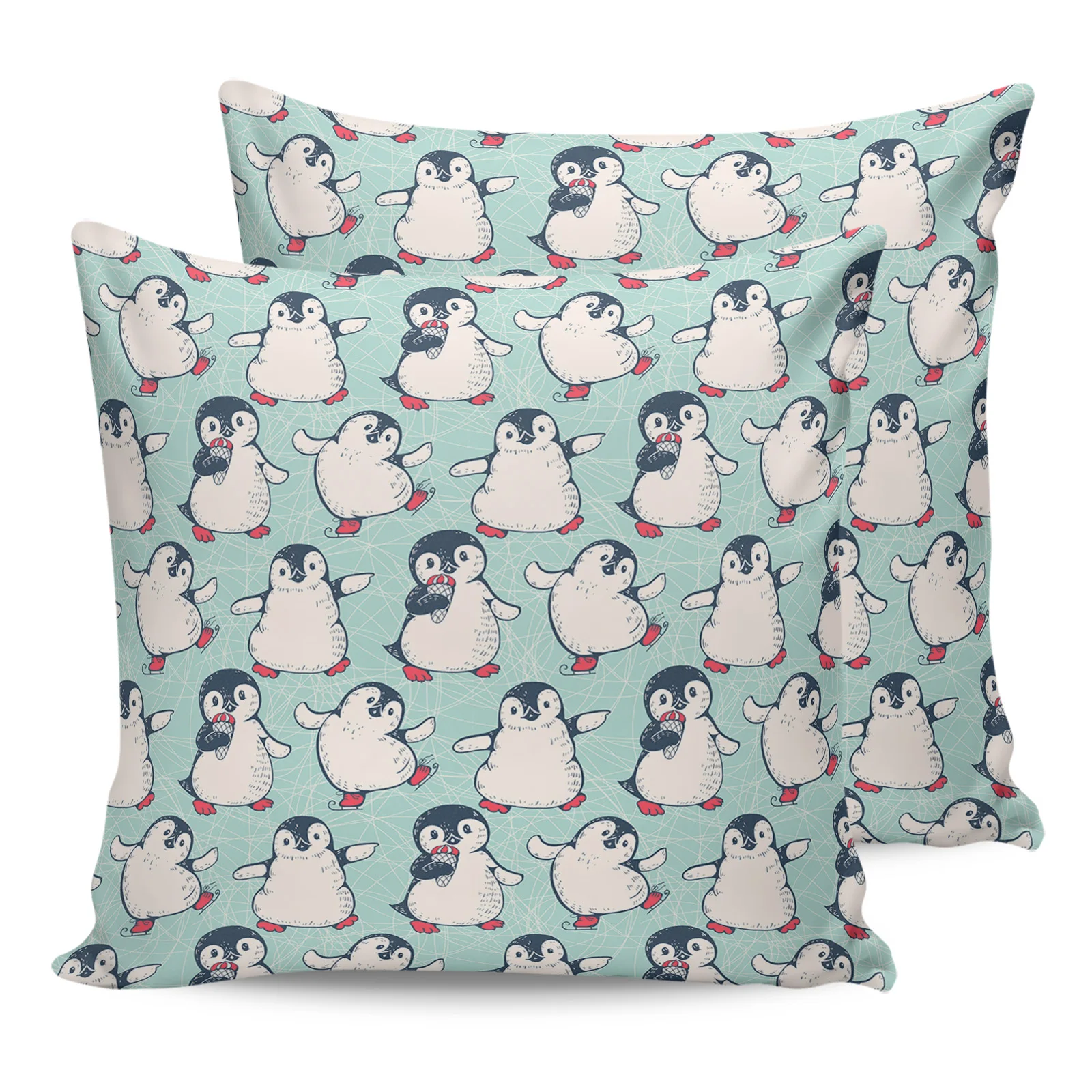 

2PC Pillowcase Winter Cartoon Penguin Sofa Cushion Cover Bedding Dakimakura Pillow Cover House Home Decorative Pillow Cases