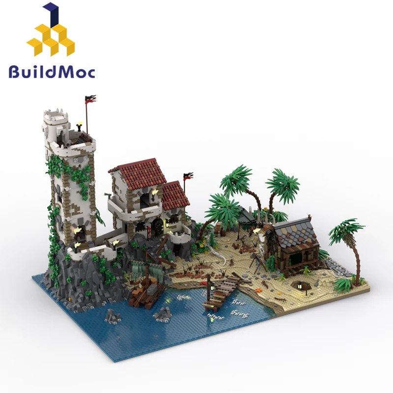 

BuildMoc City Street View The прокованный пляж Bay Port, строительные блоки 21322, остров, дом, кирпичи, игрушки для детей, подарки на день рождения