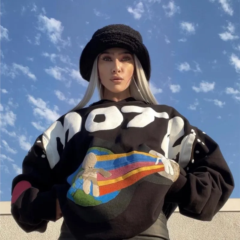 

Корейский Повседневный Свободный свитшот с капюшоном и надписью «пенообразующий рисунок», новинка сезона осень-зима 2023, модные мужские свитшоты в стиле хип-хоп