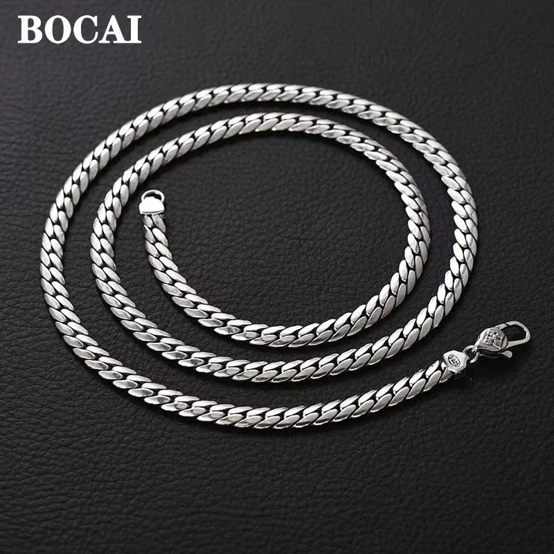 Новинка, цепочка длиной до ключиц BOCAI из серебра 925 пробы в модном стиле, 5 мм