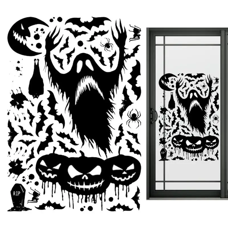 

Spooky Window Stickers Skeleton Ghosts Witch Pumpkin Stickers Scary Halloween Themed Window Silhouette Decor Party Supplies