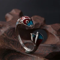 trendy adjustable attract good luck animal for girls enamel fish finger jewelry women opening rings korean finger rings
