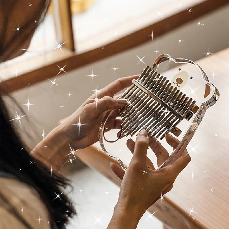 

Transparent Acrylic Kalimba 17 Keys Finger Piano Cartoon Animals Shape Children Cute Keyboard Musical Instruments for Beginners