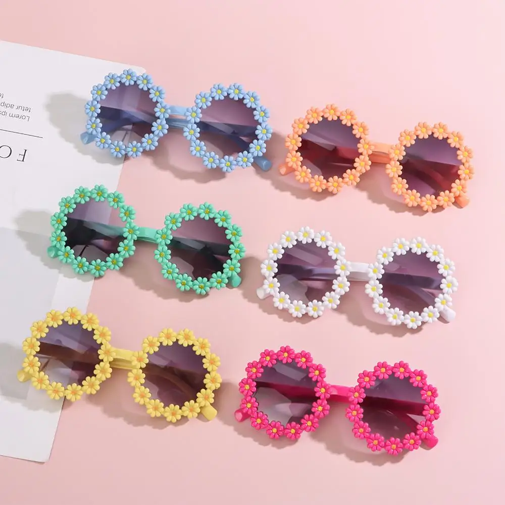 

Girls Party Sun Protection Disco Kids Daisy Sunglasses Round Frame Flower Sun Glasses Shades