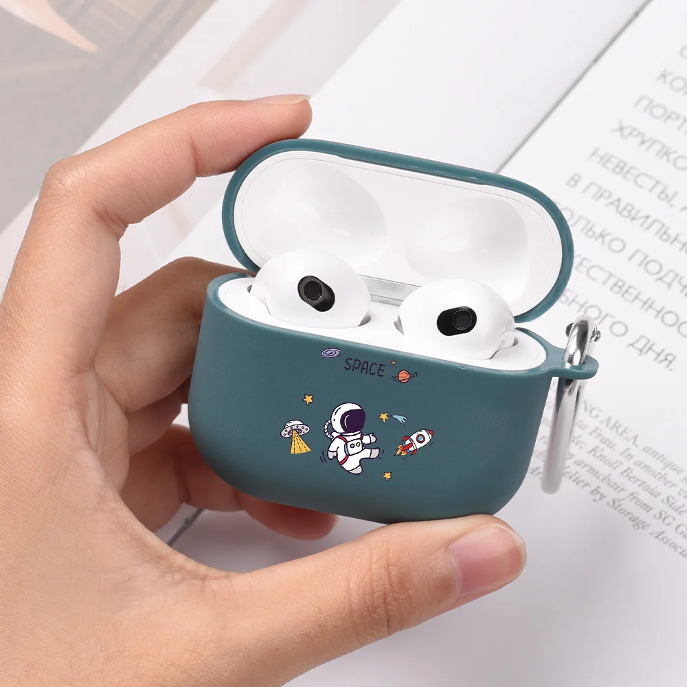

Luxury Simple Earphone Case for Airpods 3 Pro Astronaut Silicone Cover for Apple Airpods 2nd 3 2 1 Case with Finger Ring Sleeve