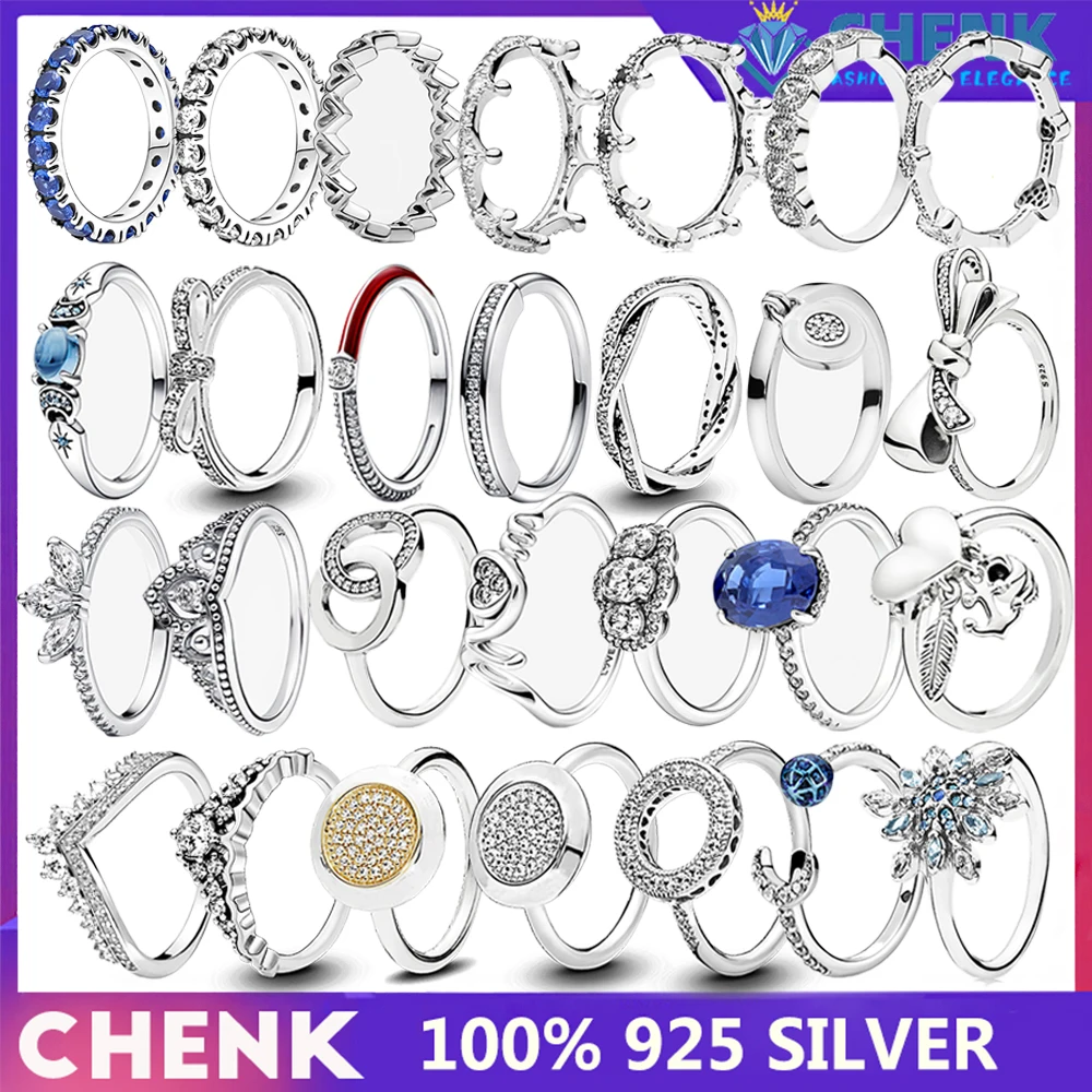 

Ring 6 100% 925 Silver Rings Original Logo Fine Luxury Rings High Quality Jewelry Heart Crown Ring Luxury Women's Jewelry Gift