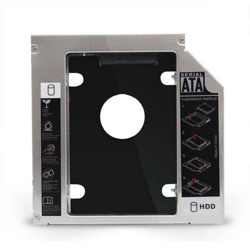 

Universal Aluminum 2nd HDD Caddy 9.5 12.7mm SATA 3.0 Hard Disk Drive Box Optibay Enclosure 2.5 SSD for Laptop DVD-ROM