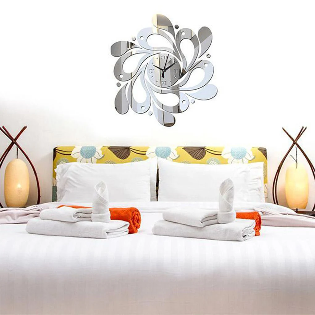 Художественные Переводные картинки 3D зеркальные настенные часы Набор наклеек