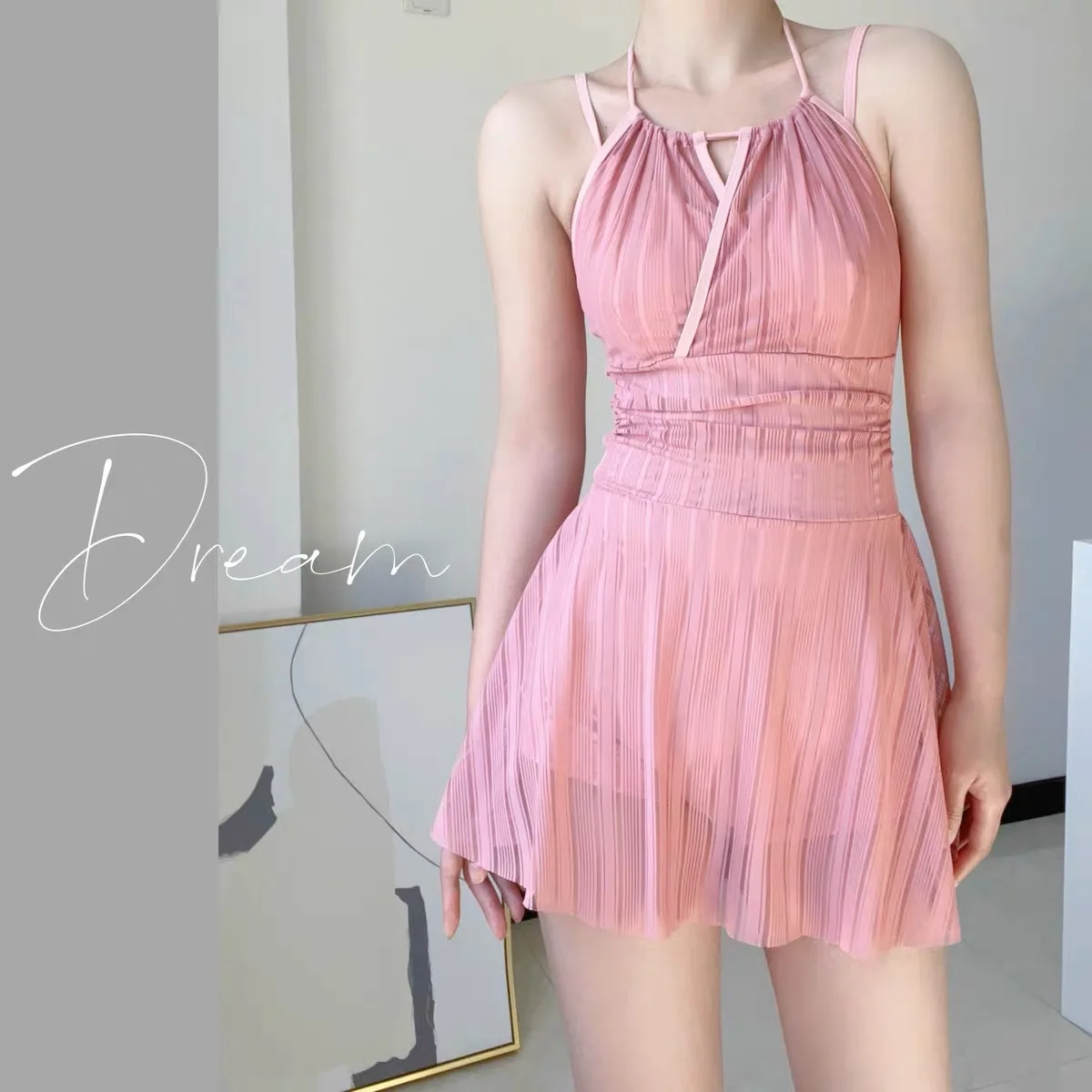 

Fashion One-Piece Swimsuit Women Korean New Conservative Skirt Style Slimming Bathing Suit Summer Beach Holiday Swimwear