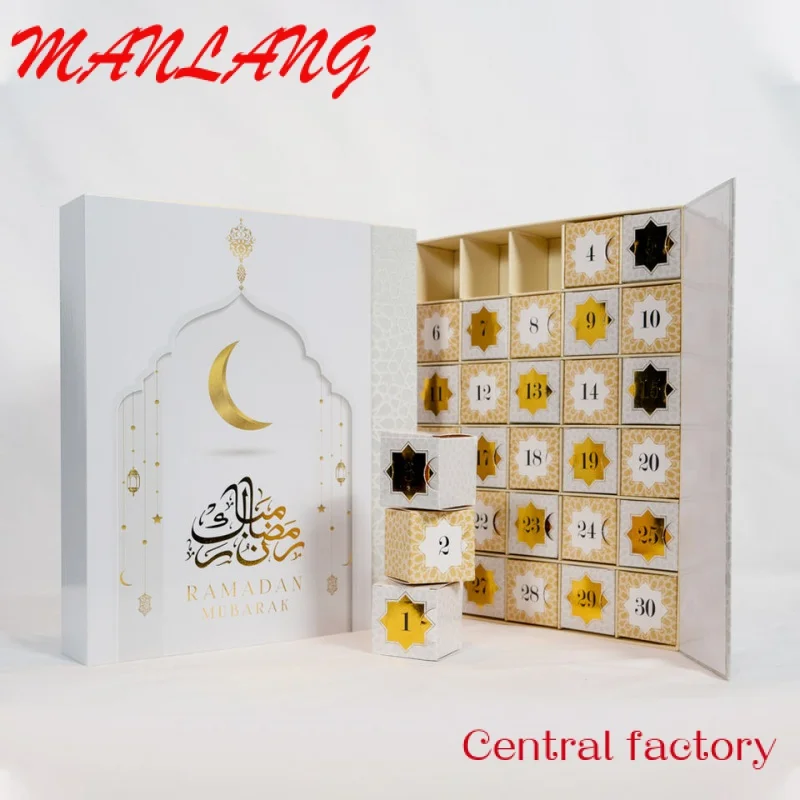 

Custom 30 day empty chocolate personalised countdown ramadan advent calendar kids packaging box